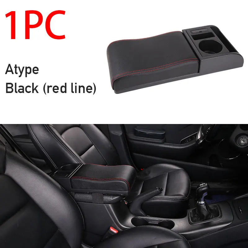 SEAMETAL Car Armrest Box Cushion – Adjustable Soft Elbow Support with USB Charging & Cup Holder Universal Interior Accessory