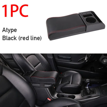 SEAMETAL Car Armrest Box Cushion – Adjustable Soft Elbow Support with USB Charging & Cup Holder Universal Interior Accessory