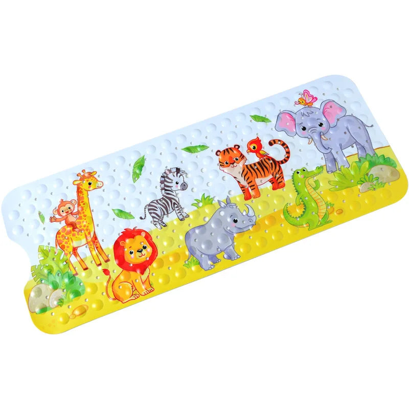 Large Cartoon PVC Bath Mat – Anti-Slip Shower & Bathtub Mat with Suction Cups, Soft Massage Pad for Kids & Elderly