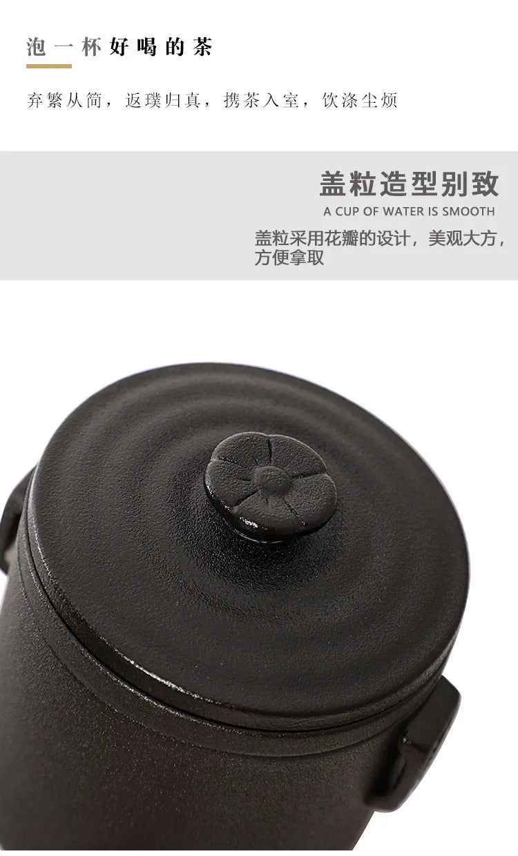 HMLOVE Ceramic Teapot Set – 1 Pot & 4 Cups Chinese Kung Fu Gaiwan with Strainers, 260ML Portable Travel Teaware Gift for Business
