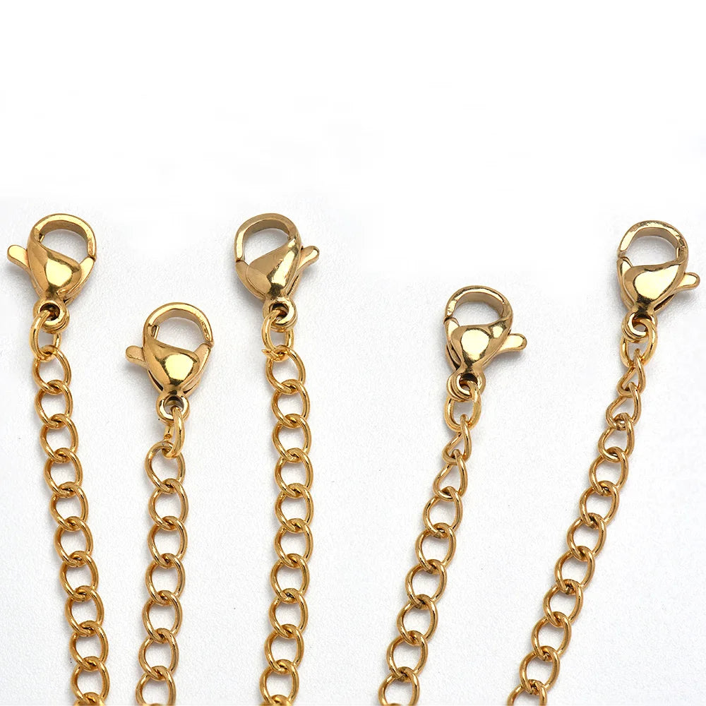 5PCS Stainless Steel Necklace & Bracelet Extender Chains – Lobster Clasp Extension Chains for Jewelry Making & Anklets