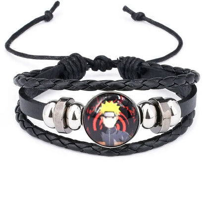 Anime Sharingan Eye Leather Bracelet – Vintage Goth Fashion Bangle for Men Fans Jewelry Gift