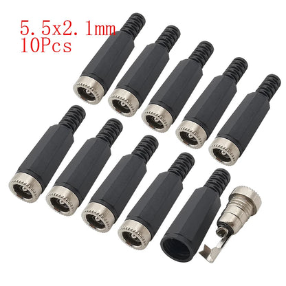 10Pcs DC Power Connectors 5.5x2.1mm & 3.5x1.3mm – Male Female Jack Socket, Nut Panel Mount DC Power Adapter Connector