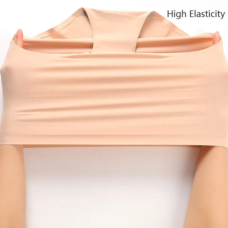 Women's Ice Silk Seamless Panties - High-Waist, Soft Lingerie with Slimming and Hip Lift Features, Breathable Plus Size Briefs