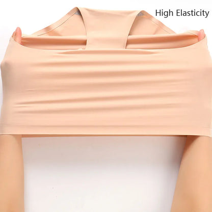 Women's Ice Silk Seamless Panties - High-Waist, Soft Lingerie with Slimming and Hip Lift Features, Breathable Plus Size Briefs