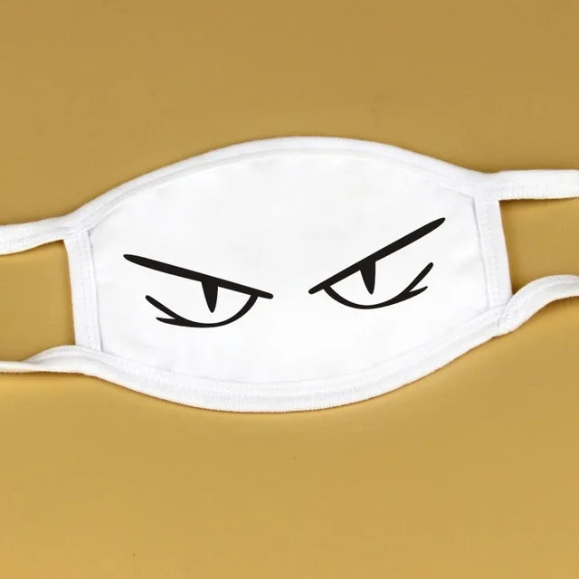 Kawaii Anime Expression Cotton Face Mask – Breathable Smile Mouth Muffle for Unisex Korean Style