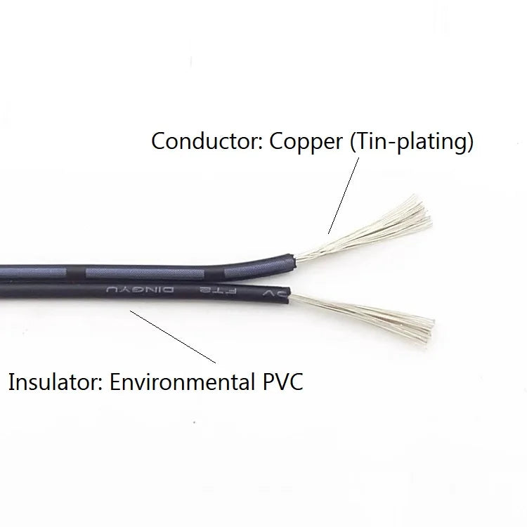 UL2468 2-Pin Copper Cable – PVC LED Strip Extension Wire (16–28 AWG, White/Black/Red)