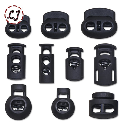 10pcs Plastic Cord Lock Stopper – Black Frost Toggle Clips for Shoelaces, Sportswear & DIY Bag Accessories
