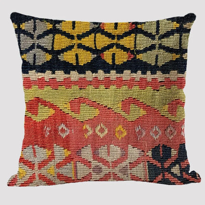 Bohemian Linen Cushion Cover – Multicolor Ethnic Geometric Pattern Decorative Pillow for Living Room Sofa