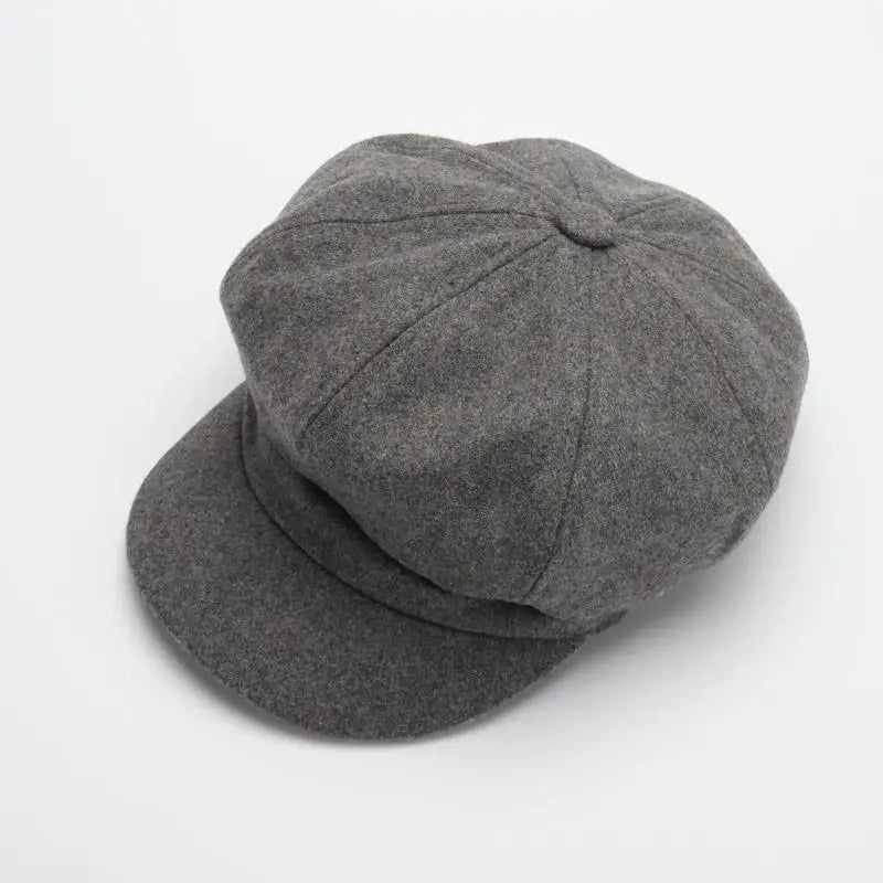 Autumn & Winter Wool Hats for Women – Solid Plain Octagonal Newsboy Cap & Casual Beret for Men & Ladies