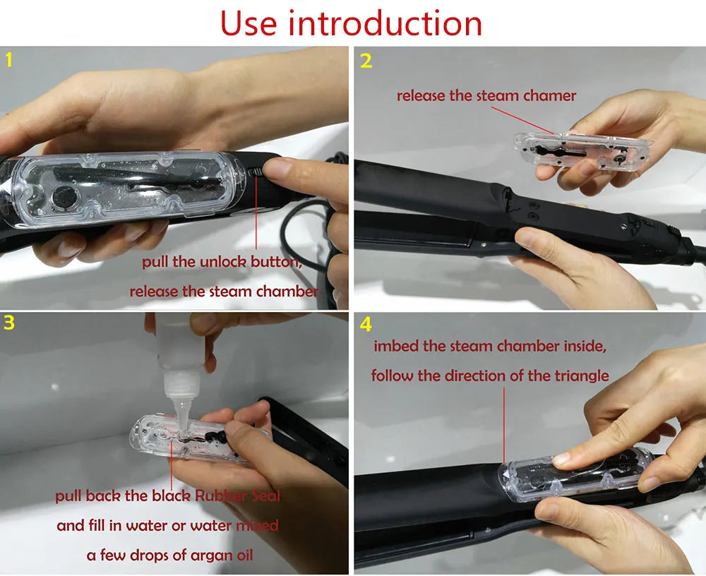 Professional Steam Hair Straightener – Ceramic Vapor Flat Iron, 450℉ Heat with Argan Oil Treatment for Hair Care