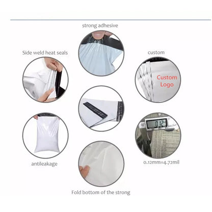 INPLUSTOP 50PCS White Thick Express Bags – Waterproof Clothing Packaging with "THANKS" Print, Courier Envelope Pouches