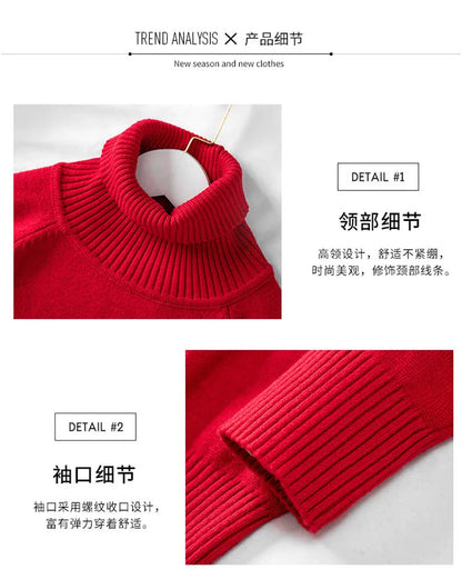 Plus Size 170Kg Women's Turtleneck Knitted Sweater – Loose Fit Pullover, Bust 160cm, Black/Red, 5XL-10XL