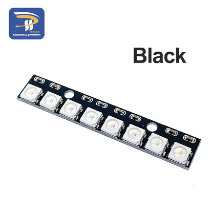 WS2812B 8x1 RGB LED Panel Module - 8-Bit 5V Rainbow Light Board for Arduino