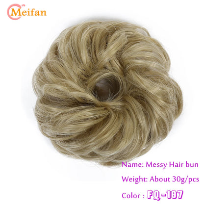 MEIFAN Synthetic Chignon Hair Bun – Elastic Rubber Band Clip-In Updo Ponytail Hair Extension for Women