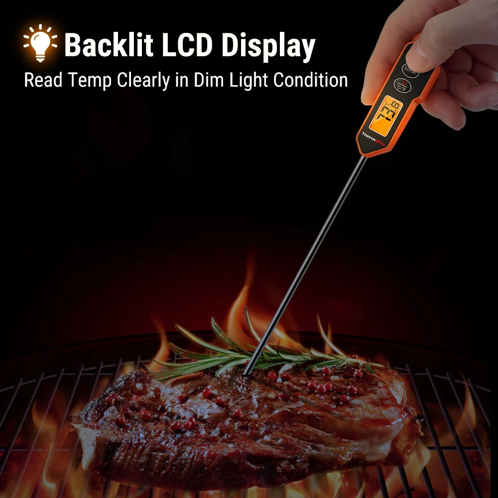 ThermoPro TP01H Digital BBQ Meat Thermometer – Instant Read Kitchen Cooking & Oven Thermometer with Backlight LCD Display for Precise Temperature Control