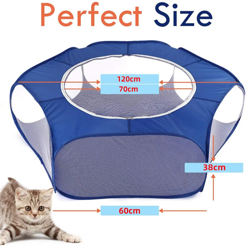 Portable Transparent Small Pet Cage – Foldable Playpen Tent for Hedgehogs, Dogs, Hamsters, Rabbits & Guinea Pigs
