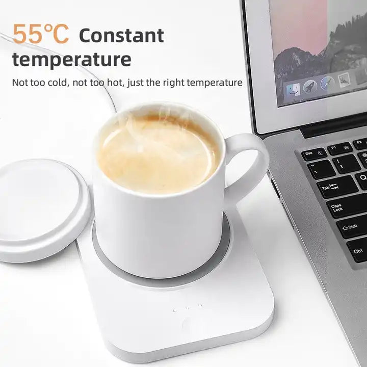 55° Electric Self-Heating Ceramic Mug with Thermostatic Warmer Set