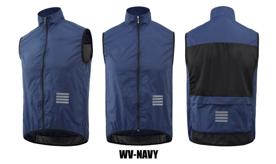 KEMALOCE 2023 Cycling Vest - Navy Blue Windproof Sleeveless Bicycle Gilet, Lightweight MTB Sports Wind Vest for Men