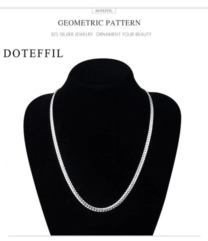 DOTEFFIL 925 Sterling Silver Side Chain Necklace & Bracelet – 6mm, 8-24 Inch, Fashion Charm Wedding Jewelry for Women & Men