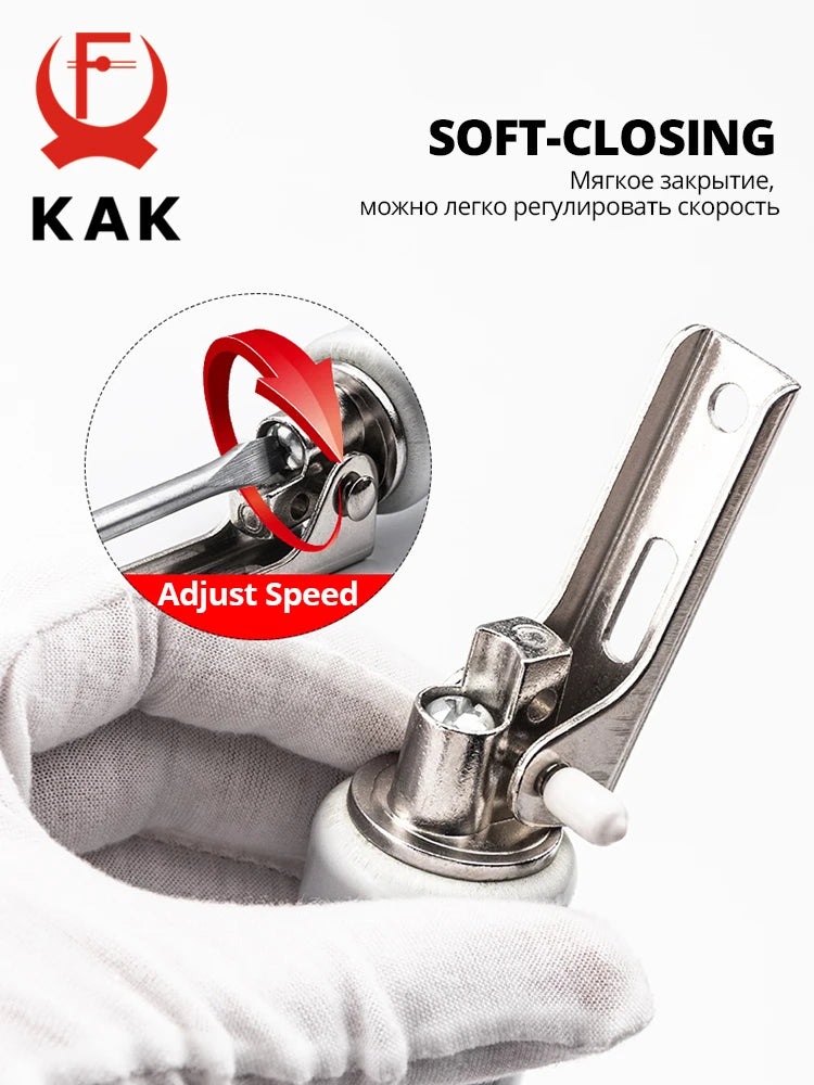 KAK Soft Closing Automatic Door Closer - 35KG Pneumatic, Adjustable Speed, Positioning Door Stop, Protective Holder Hardware