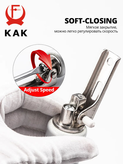 KAK Soft Closing Automatic Door Closer - 35KG Pneumatic, Adjustable Speed, Positioning Door Stop, Protective Holder Hardware