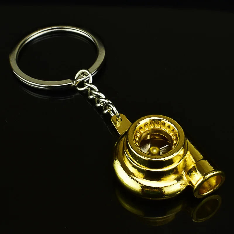 Mini Turbocharger Keychain - Spinning Turbine Keyring for Car Interior Accessories & Key Fob