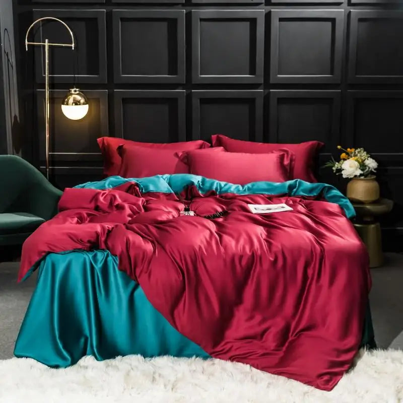 Liv-Esthete 100% Silk Bedding Set - Mulberry Silk Quilt Cover, Bed Sheet & Pillowcase, Queen/King Size Bed Linen