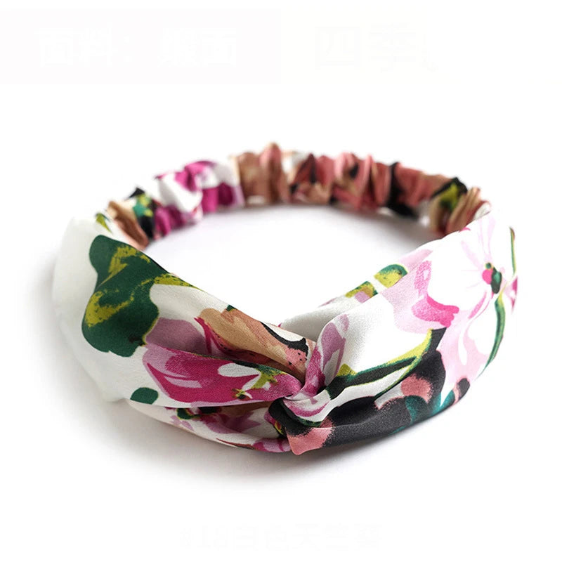 Bohemian Print Headbands for Women & Girls – Vintage Cross Turban Bandana Hair Accessories for Summer