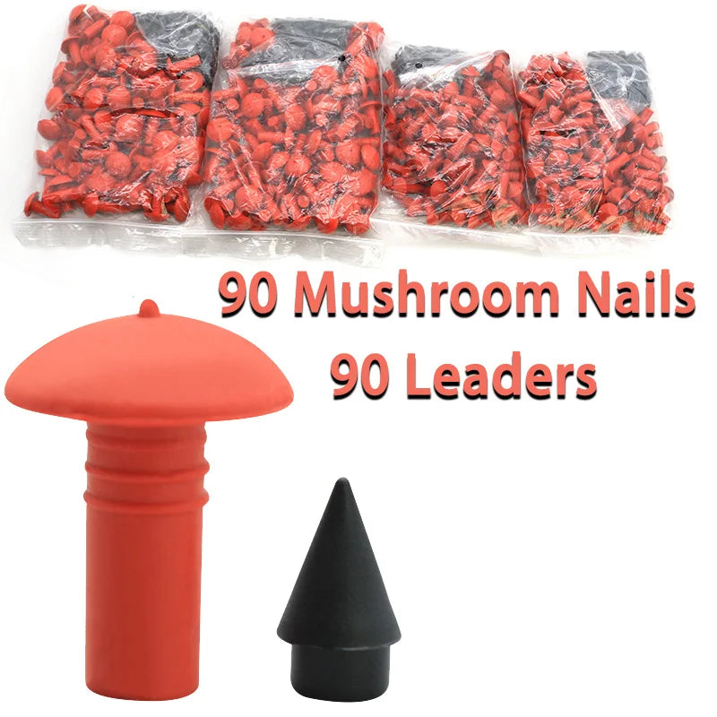 180pcs Universal Mushroom Tubeless Tire Repair Kit — Red & Black 7mm/8mm Rubber Plugs for Car Tire Fix