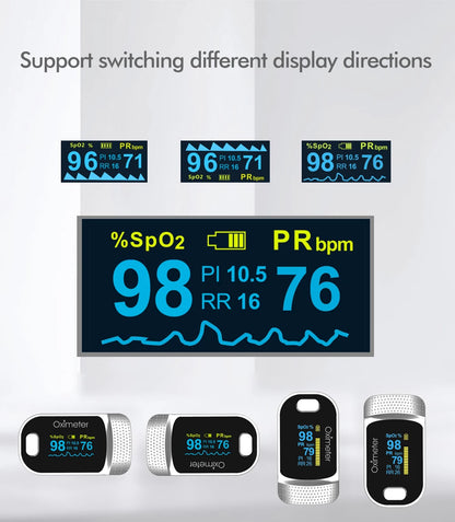KIUZOU Finger Pulse Oximeter – SPO2, PR, PI, RR Blood Oxygen Saturation & Heart Rate Monitor, OLED Display