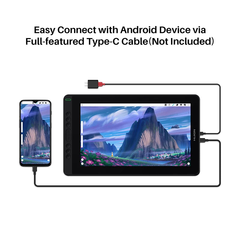 Huion Kamvas 13 Graphics Tablet — AG Glass Pen Display with 8192-Level Battery-Free Stylus for Android, Windows & MacOS