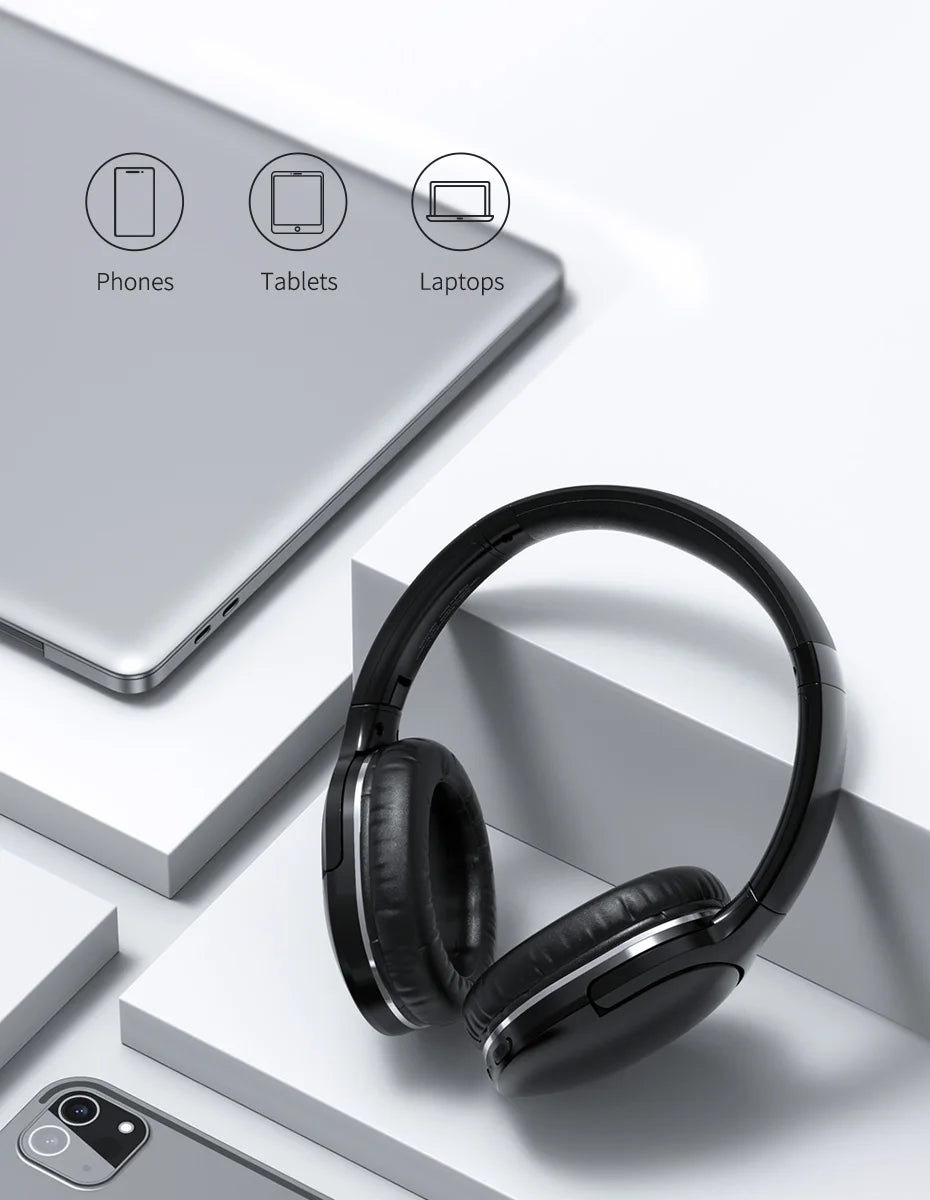 Baseus D02 Pro Wireless Headphones - Bluetooth 5.3, Foldable Sport Headset, Over-Ear Gaming Bluetooth Earbuds