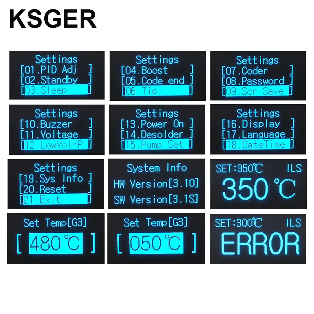 KSGER STM32 V3.1S T12 Soldering Station – OLED Display, Aluminum Alloy FX9501 Handle, Auto-Sleep & T12 Iron Tips