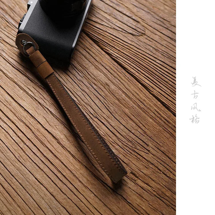 AYdgcam Genuine Leather Camera Wrist Strap - Handmade Adjustable Hand Grip for Fujifilm XT4 X100F Leica Q2 Canon Nikon Sony Lumix Panasonic Cameras