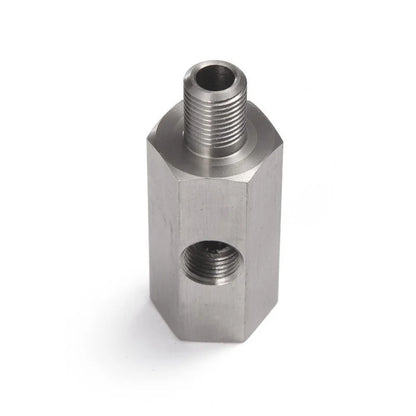 Stainless Steel Oil Pressure Sensor Connector — Side Hole Tee Adapter for 1/8"NPT, 1/4"NPT, M10, M12, M14 Feed Line Gauge
