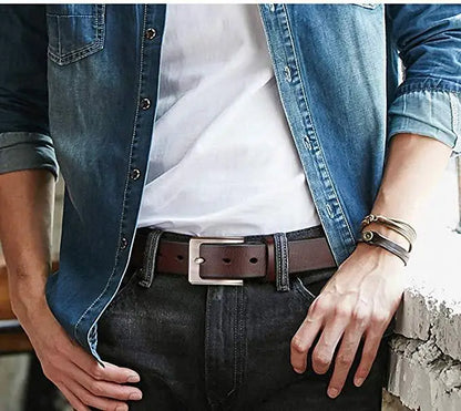 CEXIKA 2024 Men’s Genuine Leather Belt – Luxury Designer Waist Belt (140-170cm, High Quality Split Leather)