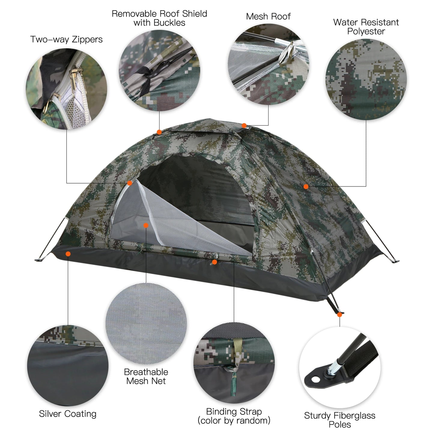 Tomshoo Ultralight Camping Tent – 1/2 Person Single Layer Portable Hiking Tent, Anti-UV Coating UPF 30+ for Outdoor, Beach, and Fishing Use