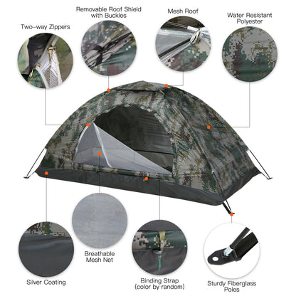 Tomshoo Ultralight Camping Tent – 1/2 Person Single Layer Portable Hiking Tent, Anti-UV Coating UPF 30+ for Outdoor, Beach, and Fishing Use