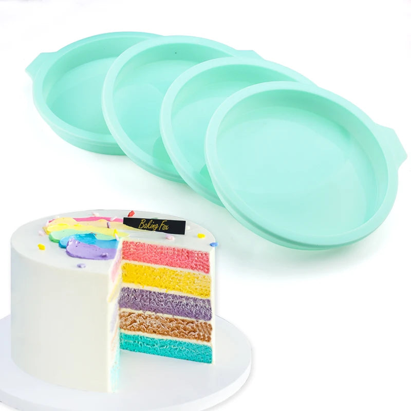 FAIS DU Silicone Cake Pan Set – 2-8pcs 4/6/8inch Round Molds for Rainbow Cake & Mousse Baking