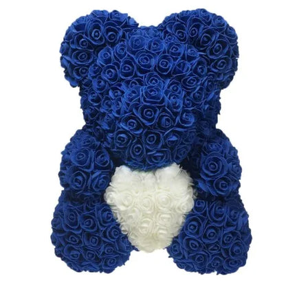 2024 40cm Rose Bear – Heart-Shaped Artificial Flower Teddy Bear for Valentine’s, Wedding, Birthday & Christmas Gifts