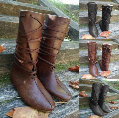 Medieval Viking PU Boots - Renaissance Knight Cosplay Shoes for Men & Women