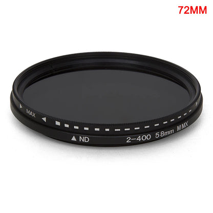 Adjustable ND Filter ND2–ND400 — Variable Neutral Density Fader for Camera Lens (37–82mm)