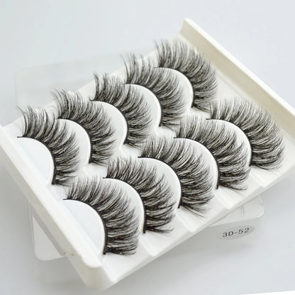 QSTY 5 Pairs 3D Mink False Eyelashes – Natural Long Dramatic Volume Black Lash Extensions