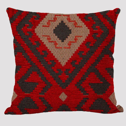 Bohemian Linen Cushion Cover – Multicolor Ethnic Geometric Pattern Decorative Pillow for Living Room Sofa
