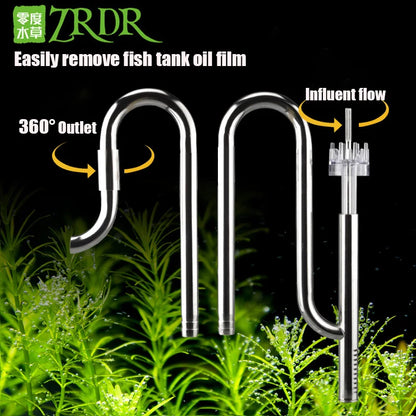 ZRDR Aquarium Filter Accessories – Stainless Steel External Inlet/Outlet Tube & Oil Film Remover for Fish Tanks