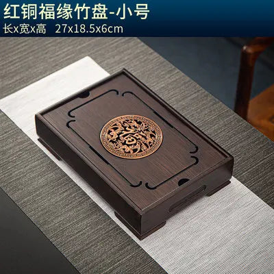 Natural Bamboo Wood Tea Tray – Rectangle Tea Set with Drainage, Water Storage Board for Chinese Tea Cups, Home Accessories