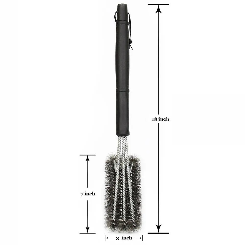 FINDKING Grill Cleaning Brush - BBQ Tool with 3 Stainless Steel Brushes in 1 - Best Barbecue Cleaner and BBQ Accessories