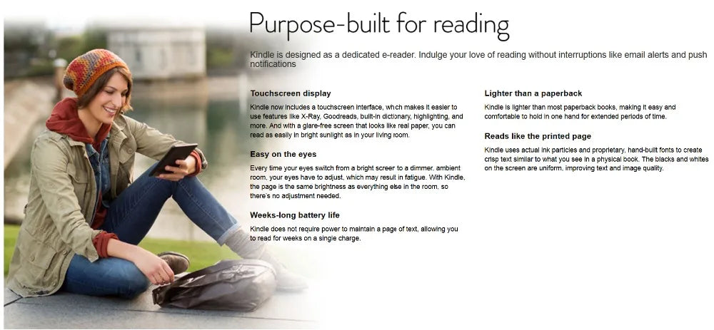 Original Kindle 6th & 8th Gen E-Book Reader, 6-Inch E-Ink Touchscreen, WiFi, No Light, Better Than Kobo E-Reader