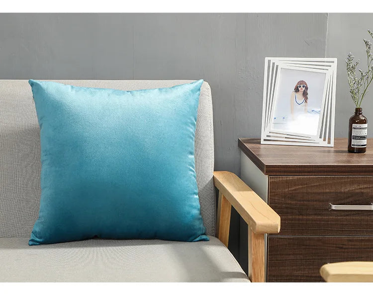 Solid Velvet Pillowcase – Red, Yellow, Blue, & Green Cushion for Sofa, Car, Living Room Home Decor, 45x45cm